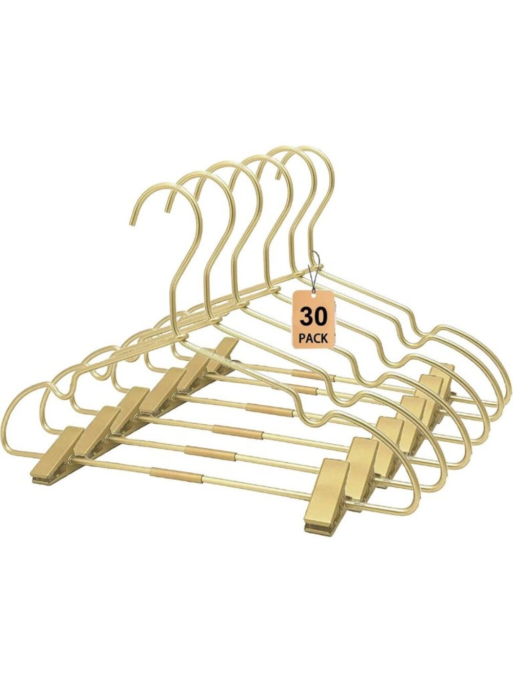 12.6” Gold Metal Baby Clothes Hangers - 30 Pack Non-Slip Kids Coat Storage